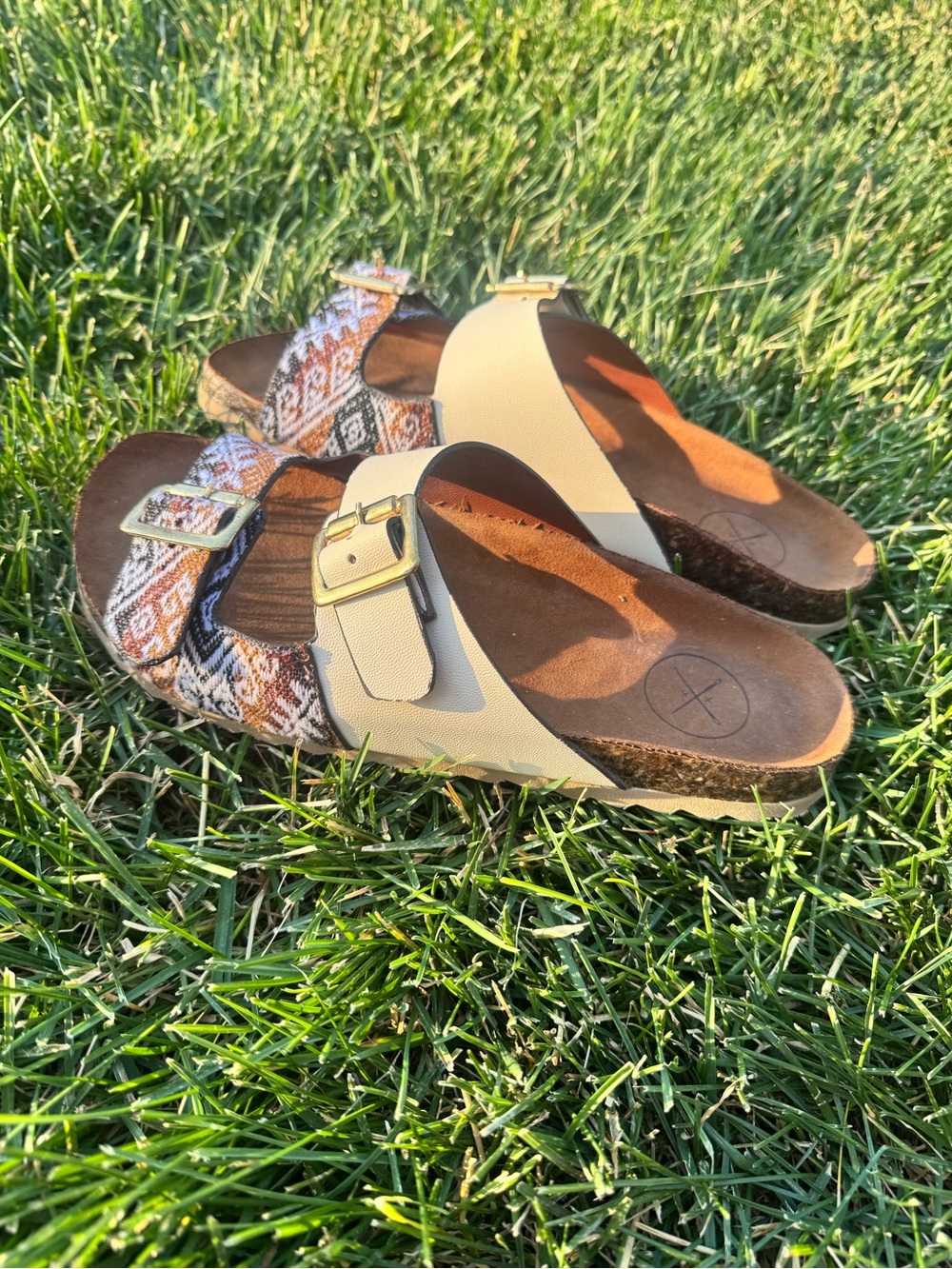 Inkkas Boho Double Buckle Sandals Southwestern Print Size 9